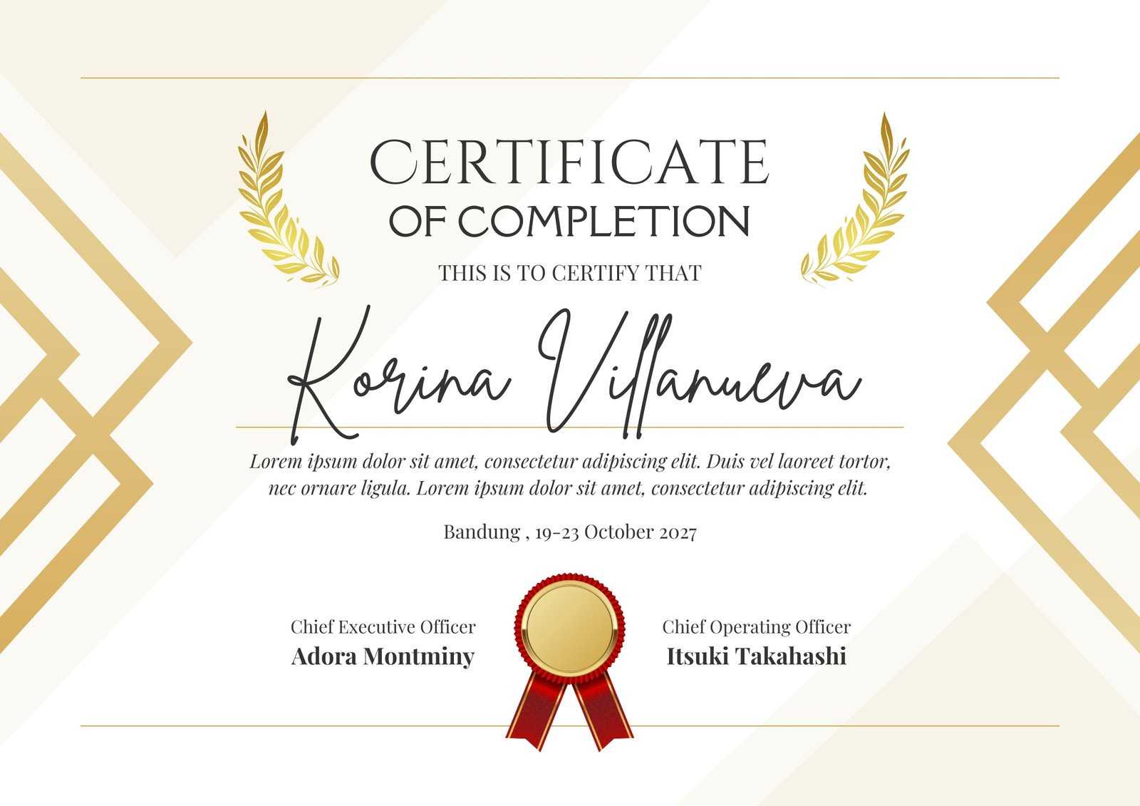 Free, custom printable certificate of completion templates  Canva Pertaining To Free Training Completion Certificate Templates