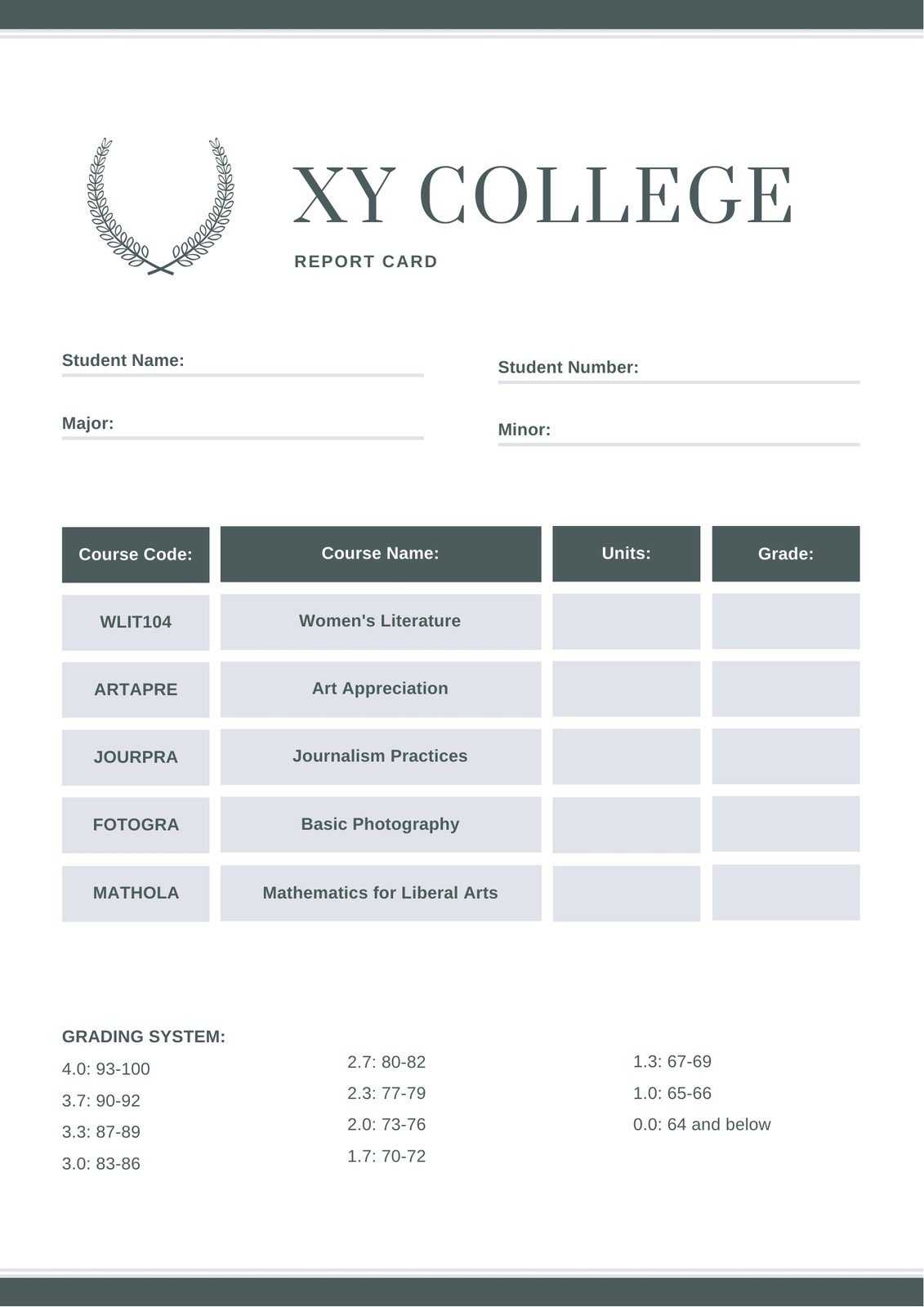 Free Custom Printable College Report Card Templates  Canva With Regard To Fake College Report Card Template