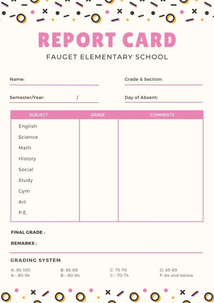 Free Custom Printable High School Report Card Templates Canva In Summer 