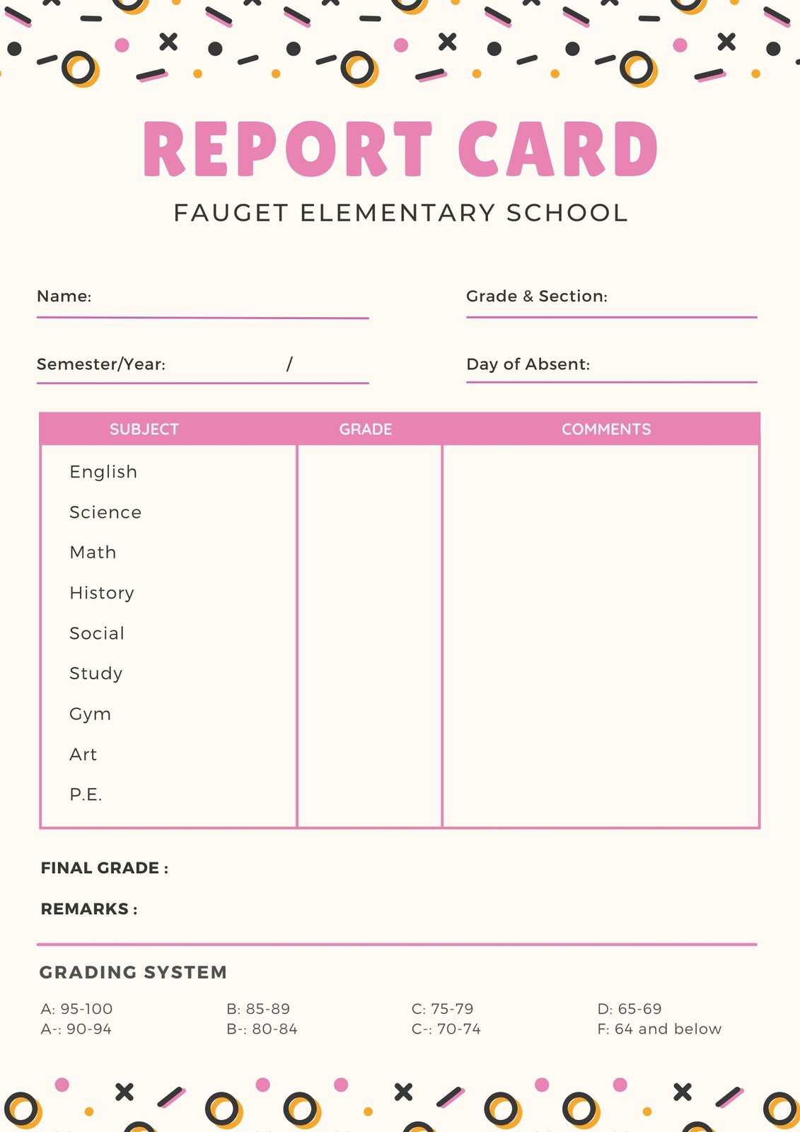 Free Custom Printable High School Report Card Templates  Canva In Summer School Progress Report Template