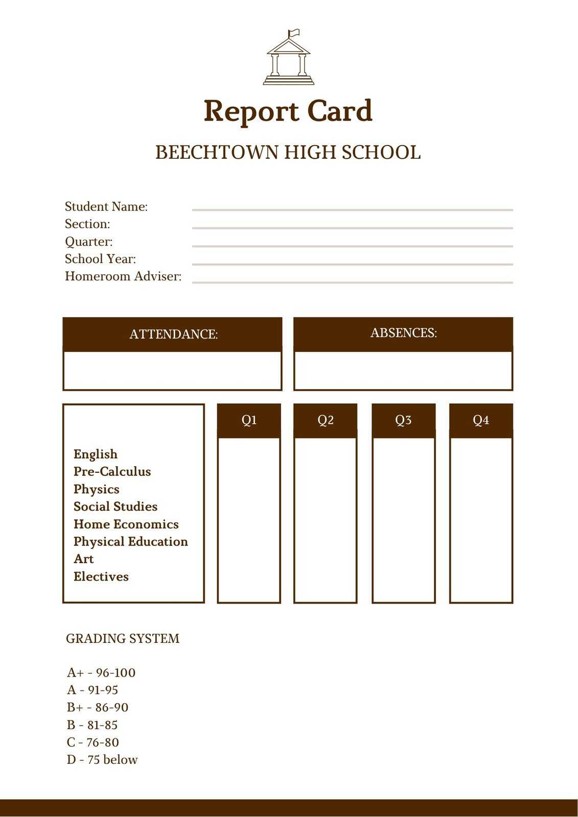 Free Custom Printable High School Report Card Templates  Canva Intended For High School Report Card Template