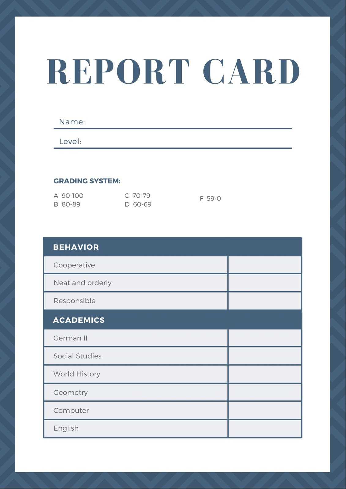 Free custom printable homeschool report card templates  Canva Within Homeschool Middle School Report Card Template