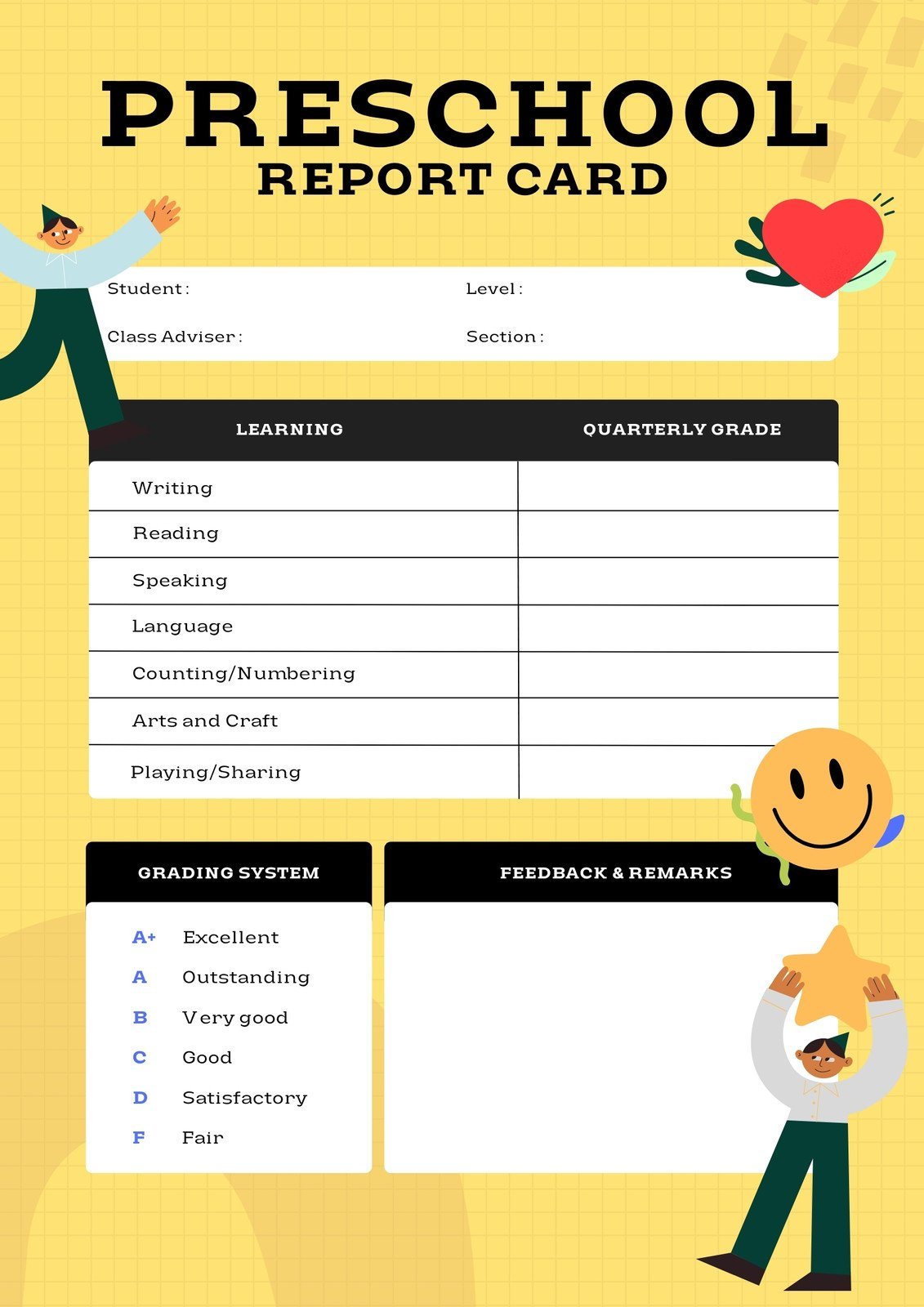 Free Custom Printable Preschool Report Card Templates  Canva Intended For Preschool Weekly Report Template