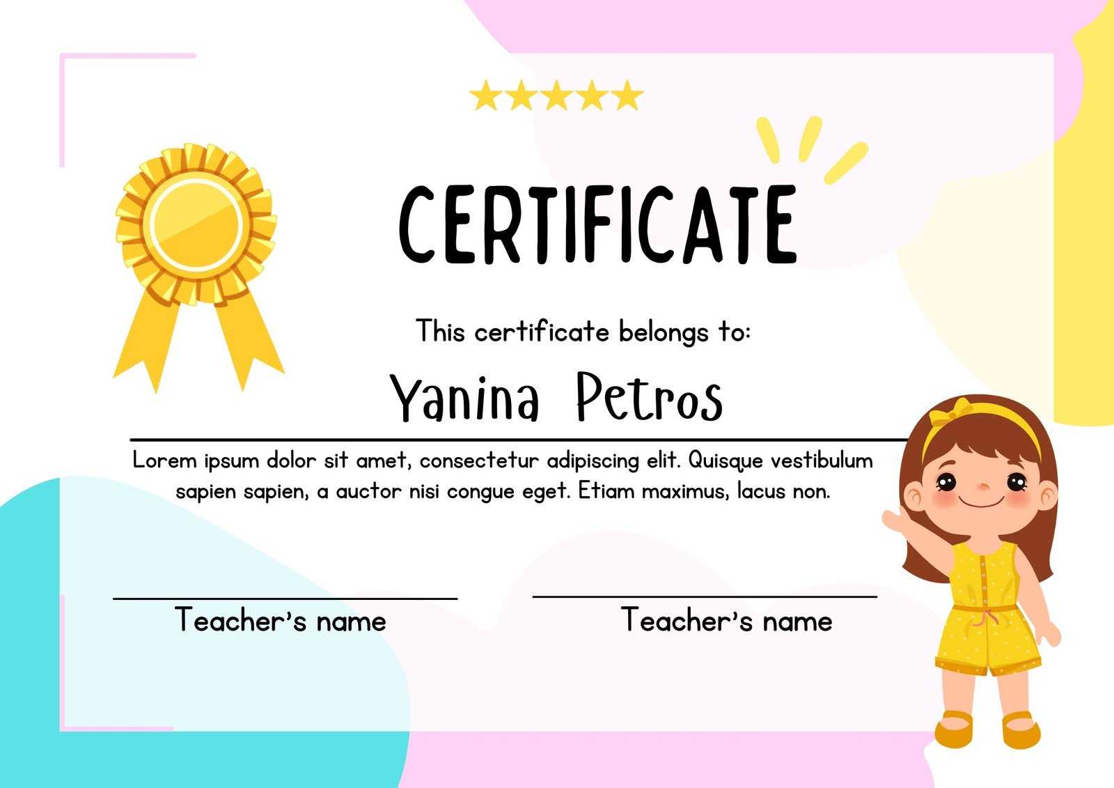 Free Custom Printable School Certificate Templates  Canva Throughout Certificate Templates For School