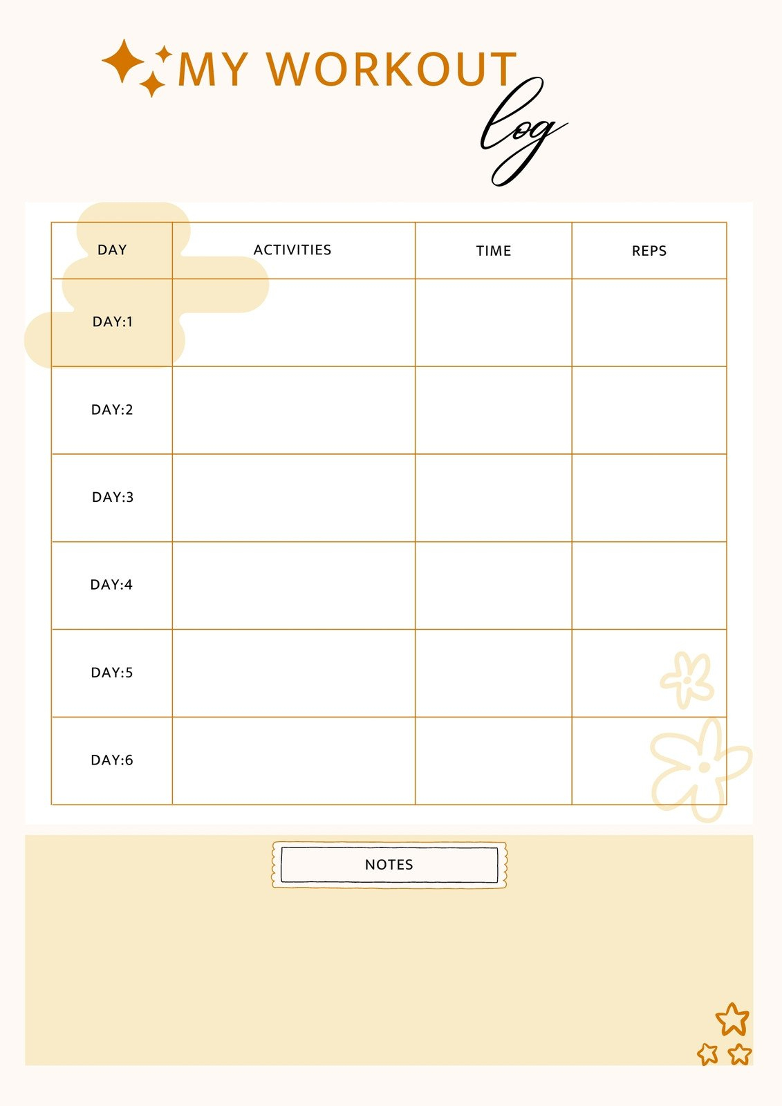 Free, custom printable workout planner templates online  Canva Intended For Blank Workout Schedule Template