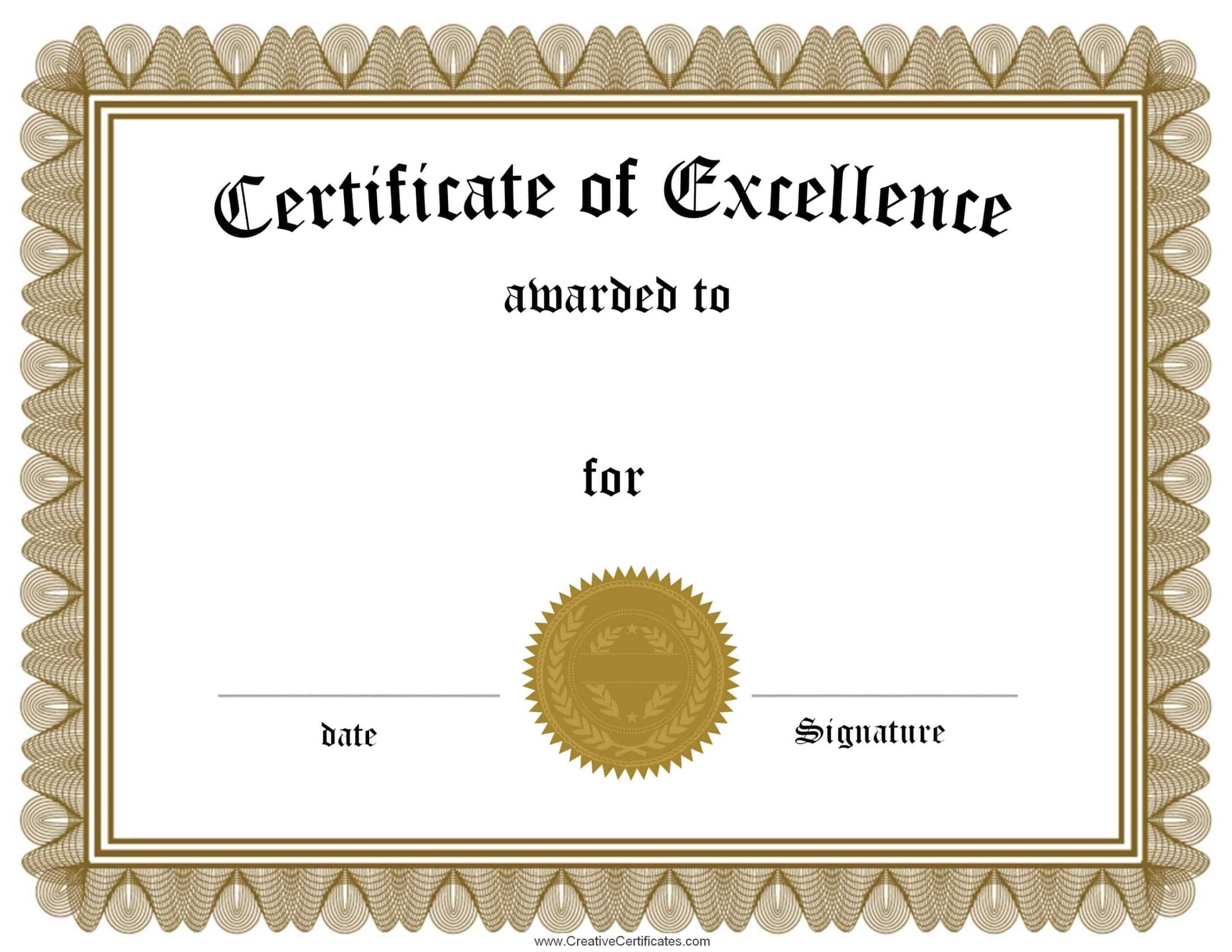 Free Customizable Certificate Of Achievement  Editable & Printable With Free Certificate Of Excellence Template