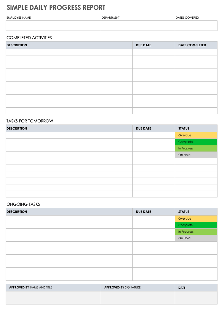 Free Daily Progress Report Templates  Smartsheet For Employee Daily Report Template