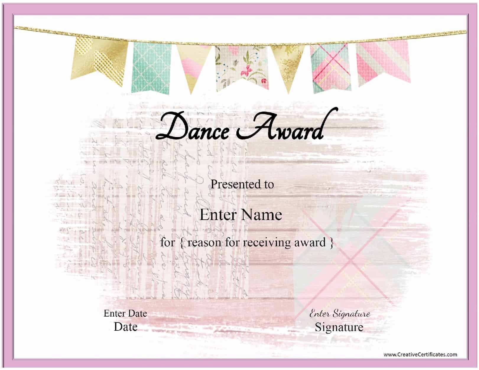 Free Dance Certificate Template - Customizable and Printable Inside Dance Certificate Template