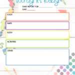 Free Daycare Daily Report  Child Care Printable – The DIY Lighthouse With Preschool Weekly Report Template