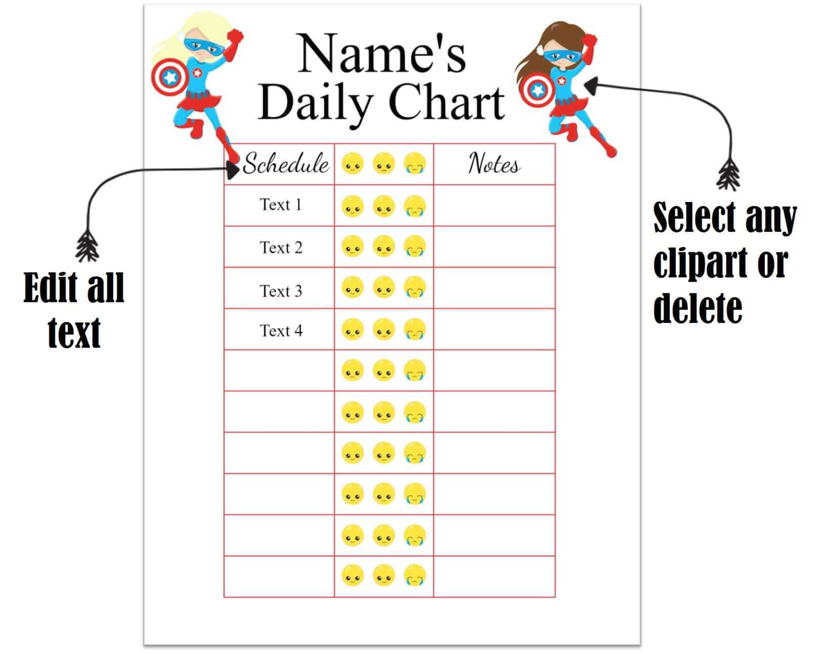 FREE Editable Daily Behavior Chart  Many Designs Are Available Inside Daily Behavior Report Template