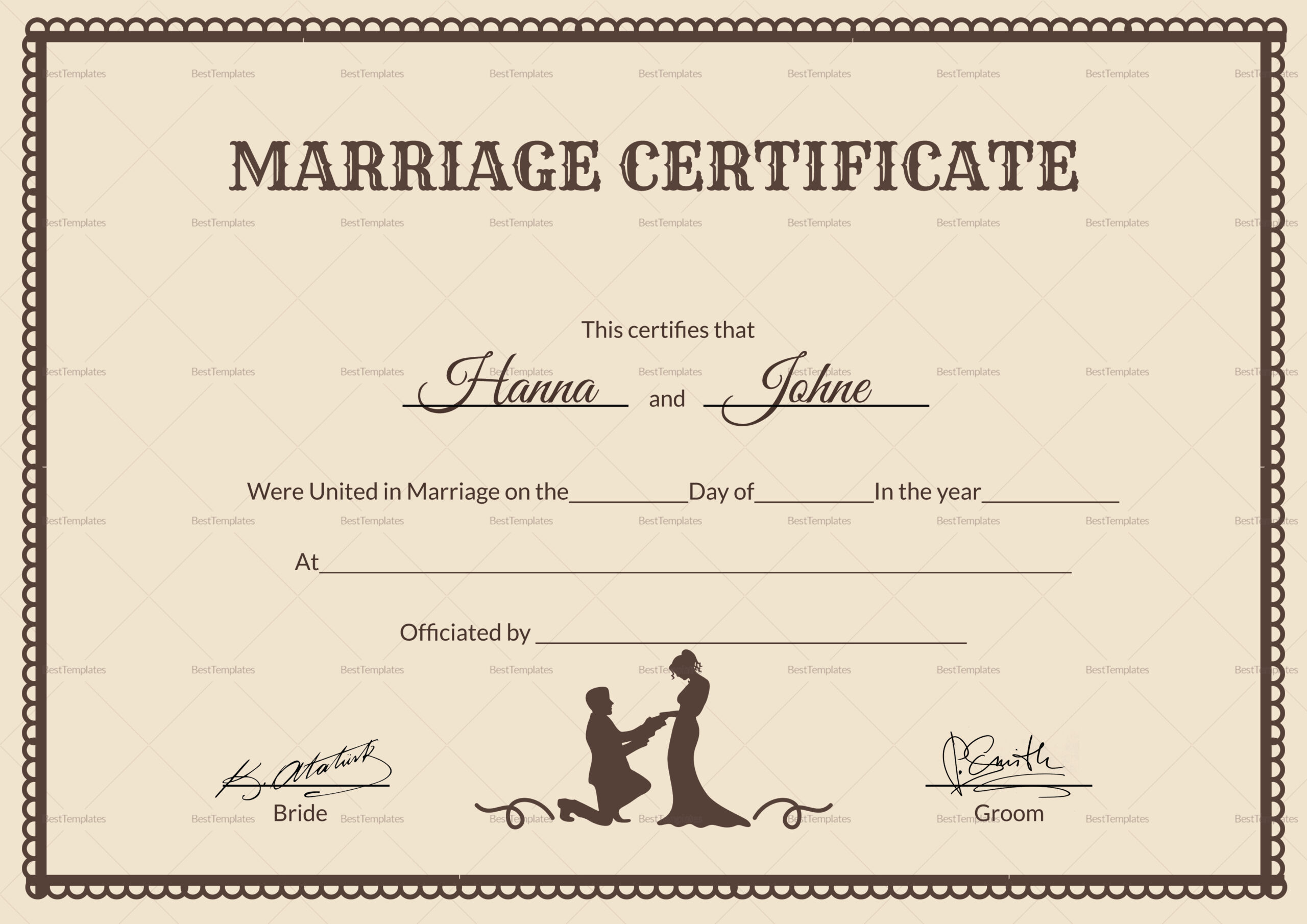 Free Editable Marriage Certificate Template  Sample  Format In PDF Inside Certificate Of Marriage Template