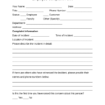 Free Employee Complaint Form – PDF  Word – EForms Inside Sexual Harassment Investigation Report Template