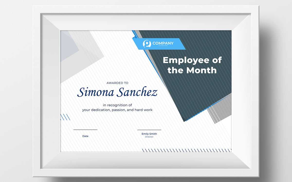 Free Employee of the Month Certificate Template For Employee Of The Month Certificate Template With Picture