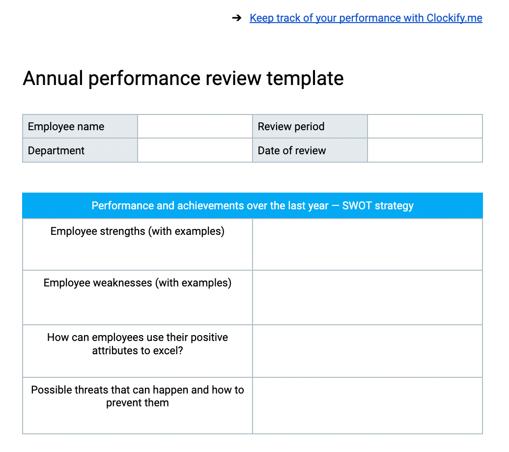 Free Employee Performance Report Templates Pertaining To Annual Review Report Template