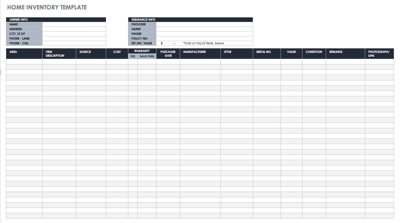 Free Excel Inventory Templates: Create & Manage  Smartsheet Within Stock Report Template Excel
