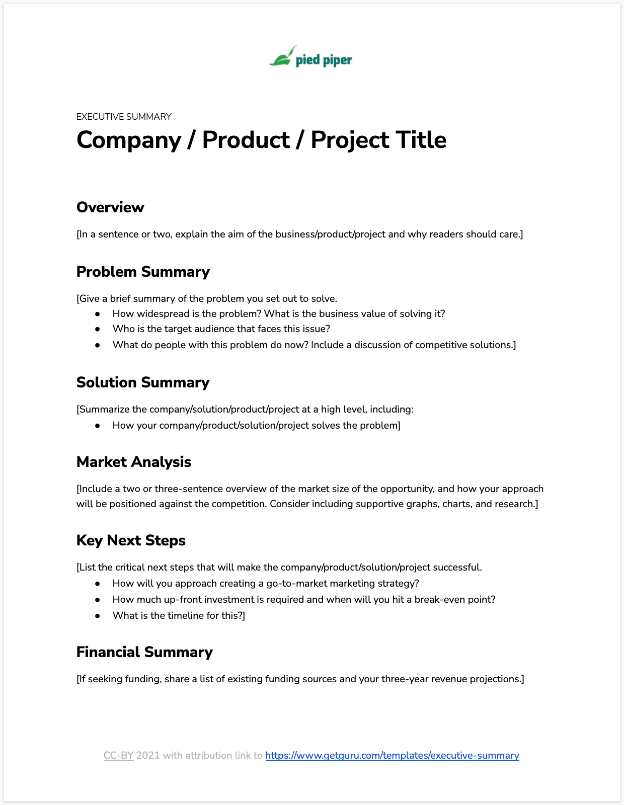 Free Executive Summary Template [PDF + Masterful Examples]  Guru In Executive Summary Report Template