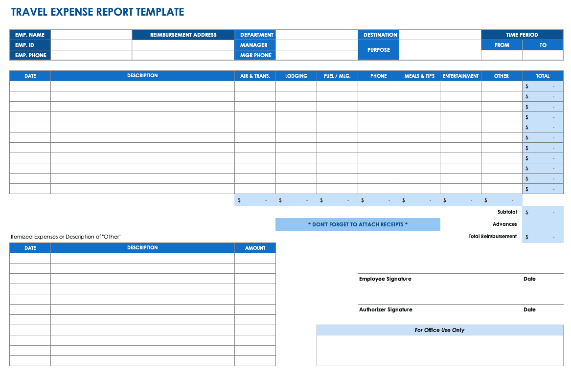 Free Expense Report Templates Smartsheet Inside Microsoft Word Expense Report Template