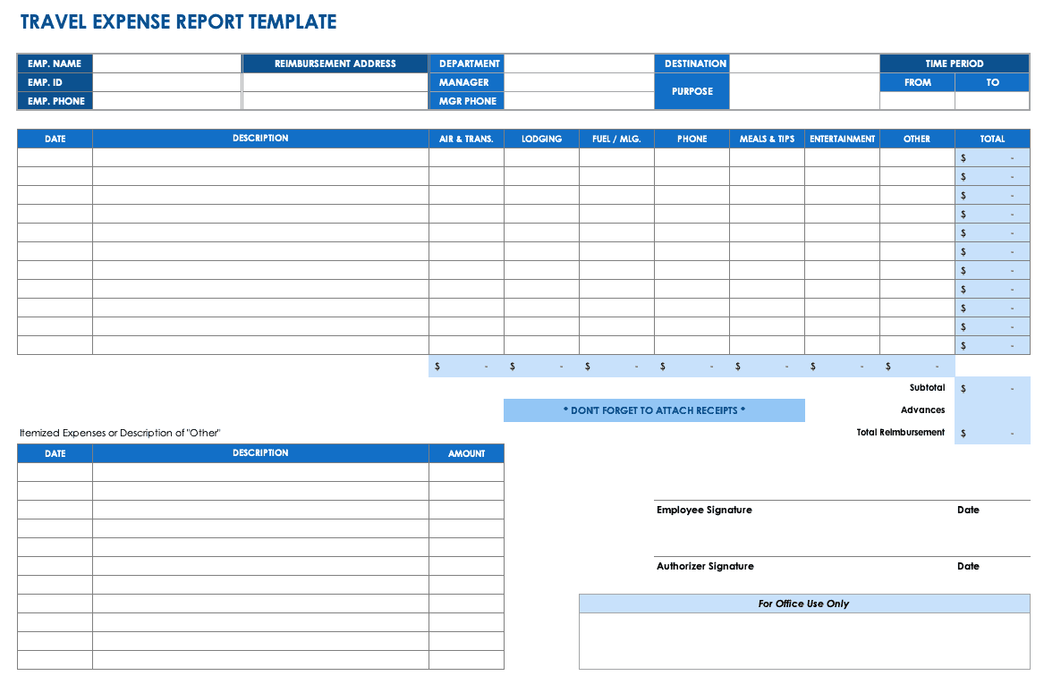 Free Expense Report Templates Smartsheet Inside Monthly Expense Report Template Excel