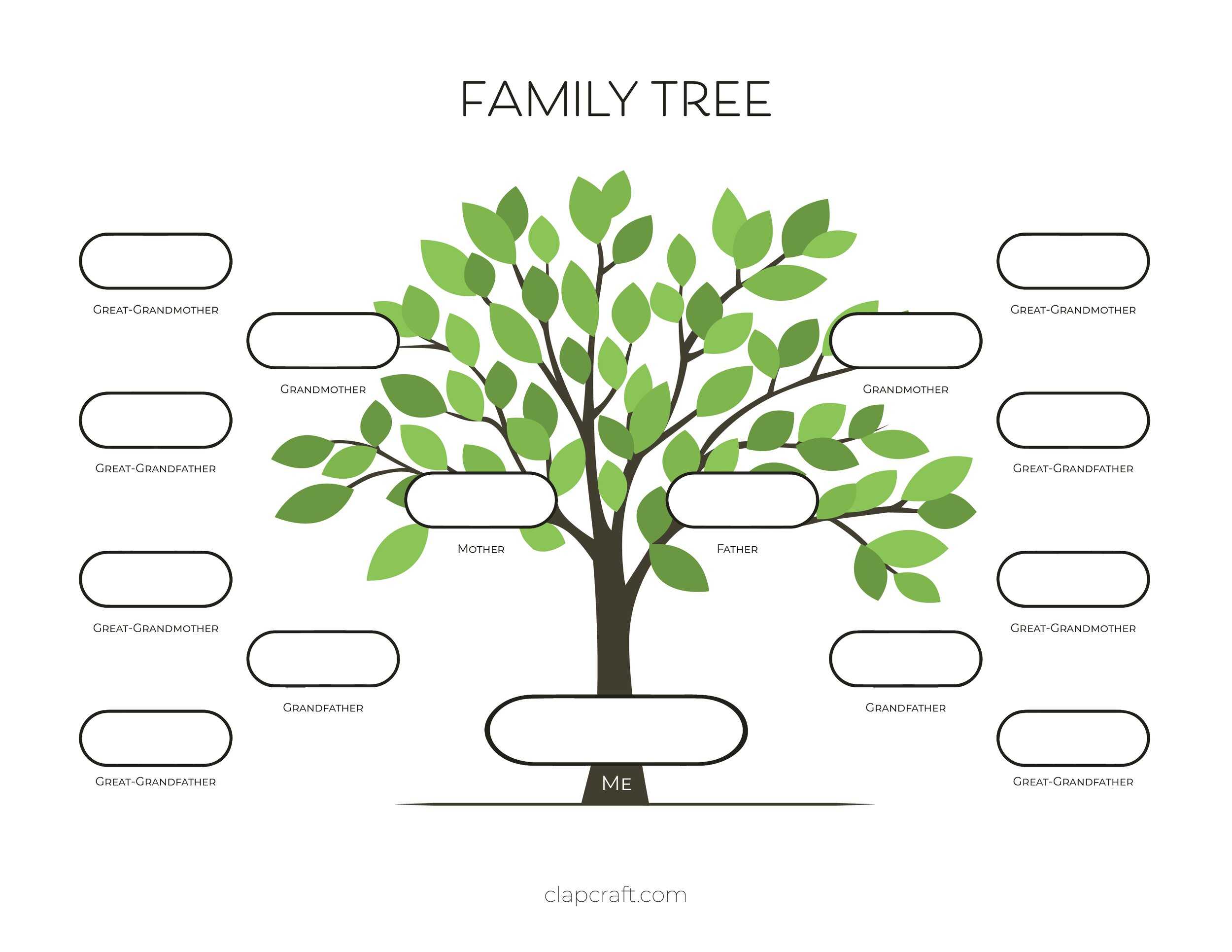 Free Family Tree Templates and Charts — ClapCraft In Fill In The Blank Family Tree Template