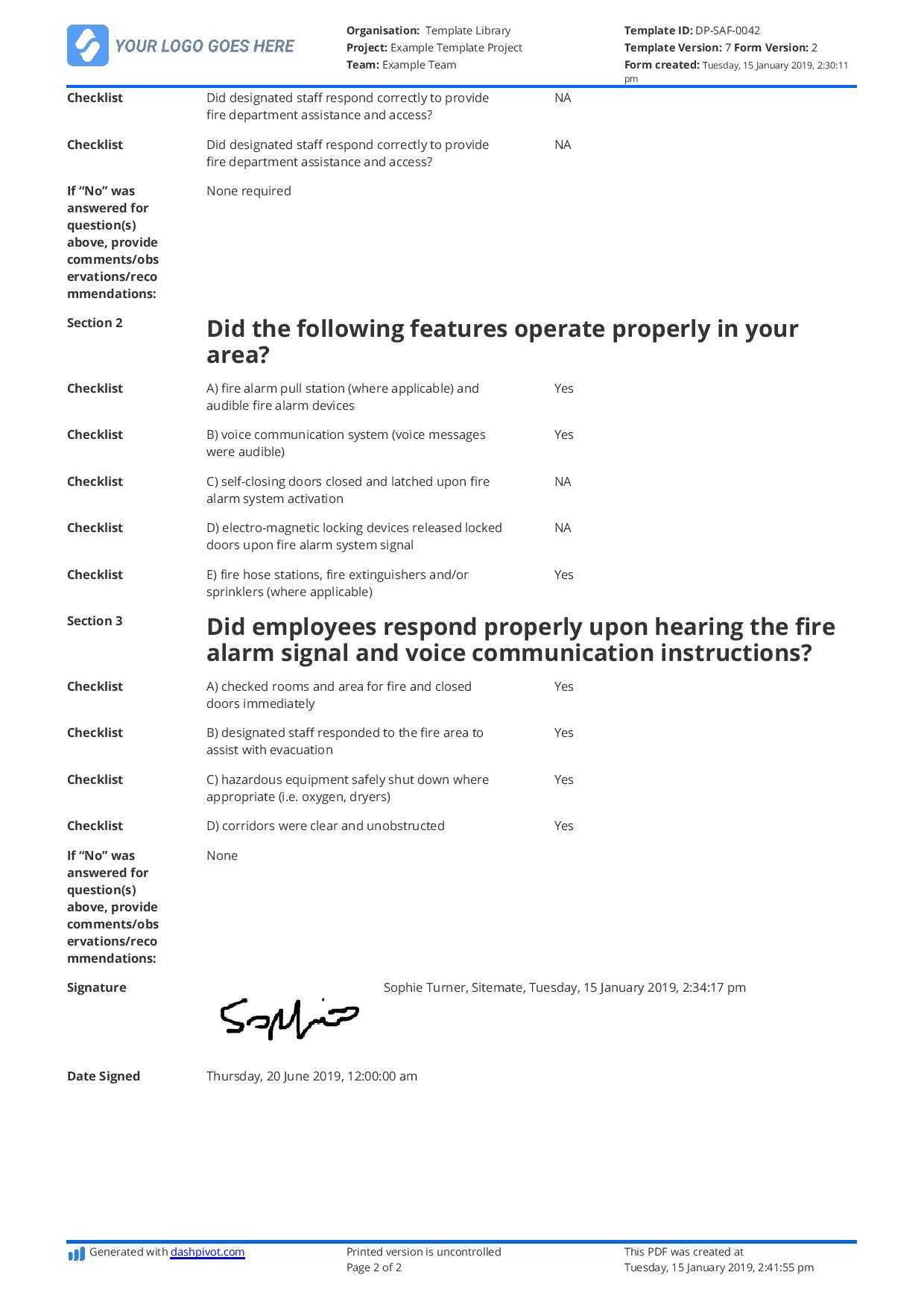 Free Fire Drill Report Template – Use, Customise, Download, Print With Regard To Emergency Drill Report Template