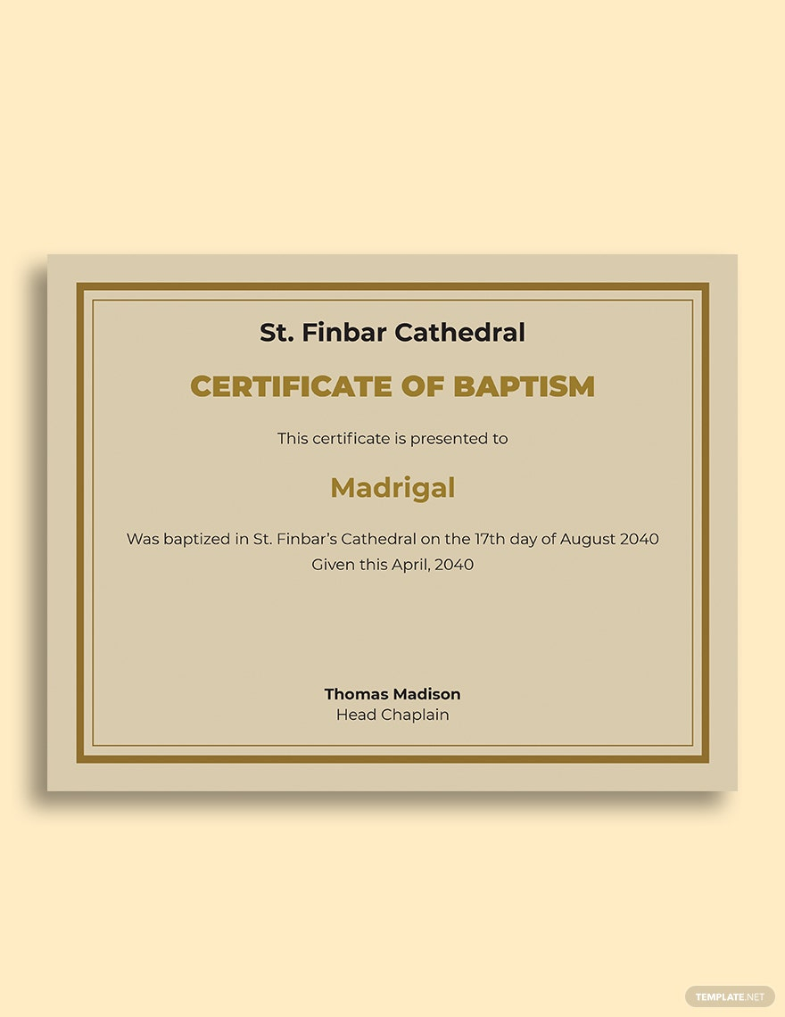 Free Free Catholic Church Baptism Certificate Template - Word