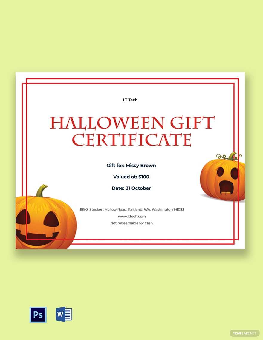 Free Free Halloween Gift Certificate Template – Word, PSD  Within Halloween Certificate Template