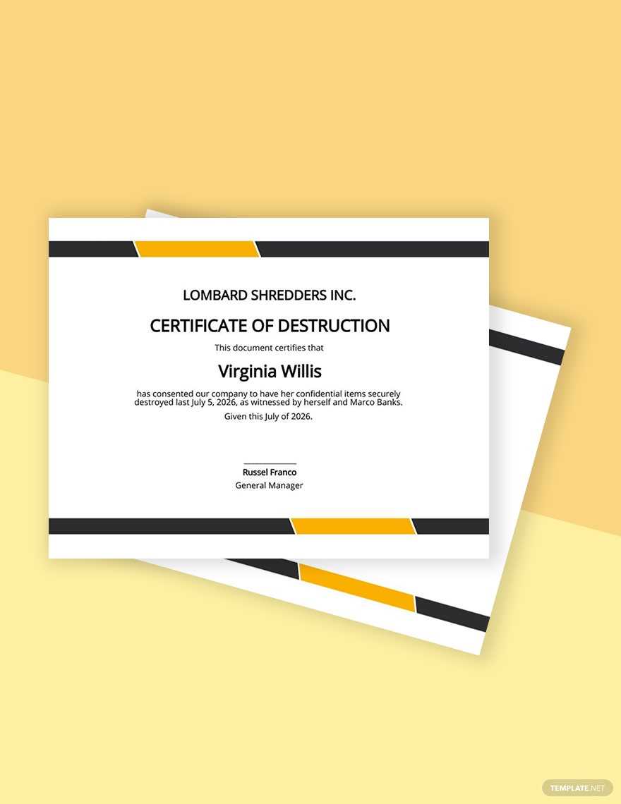 Free Free Hard Drive Destruction Certificate Template – Word  With Hard Drive Destruction Certificate Template