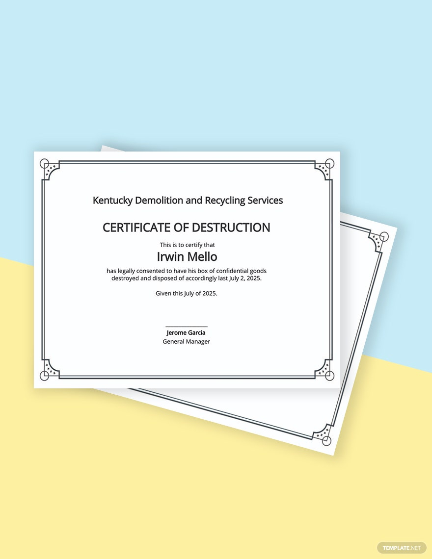 Free Free Hard Drive Destruction Certificate Template - Word  Within Hard Drive Destruction Certificate Template