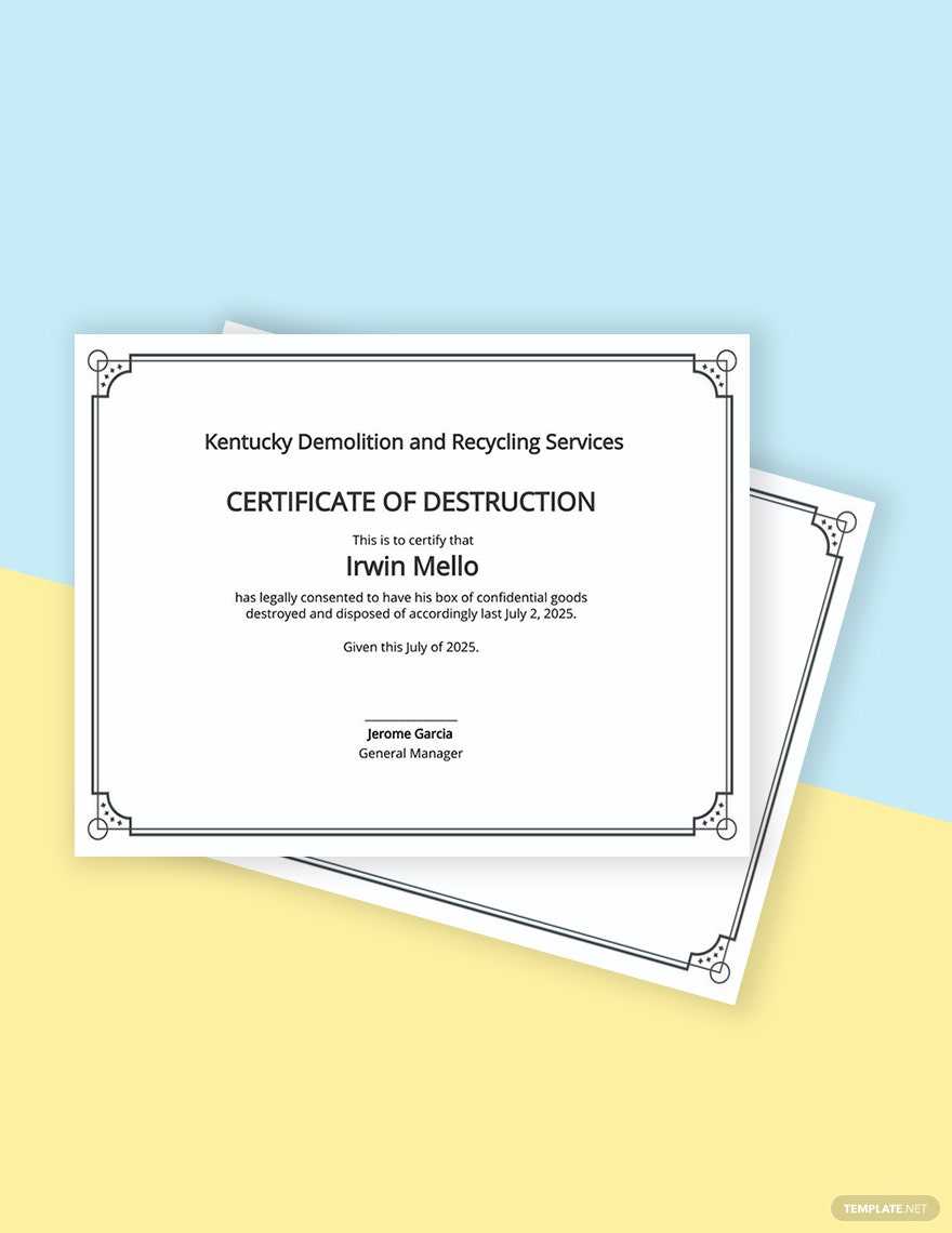 Free Free Hard Drive Destruction Certificate Template – Word  Within Hard Drive Destruction Certificate Template