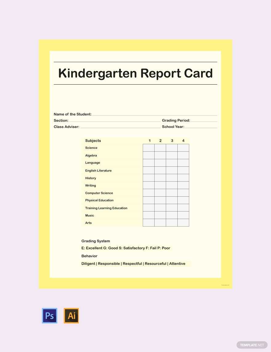 Free Free Kindergarten Report Card Template - Illustrator, PSD  Throughout Kindergarten Report Card Template