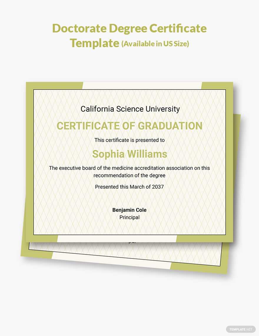 Free Free PHD Degree Certificate Template – Word  Template