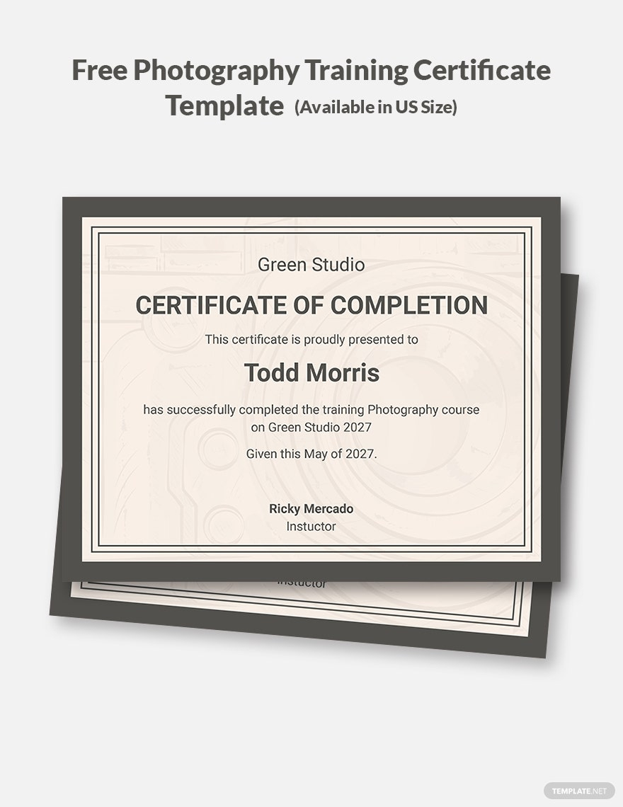 Free Free Photography Training Certificate Template - Word  With Training Certificate Template Word Format