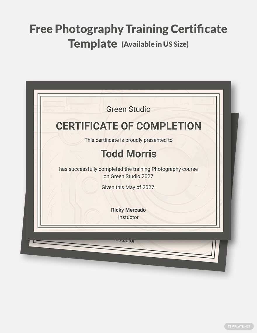 Free Free Photography Training Certificate Template – Word  With Training Certificate Template Word Format