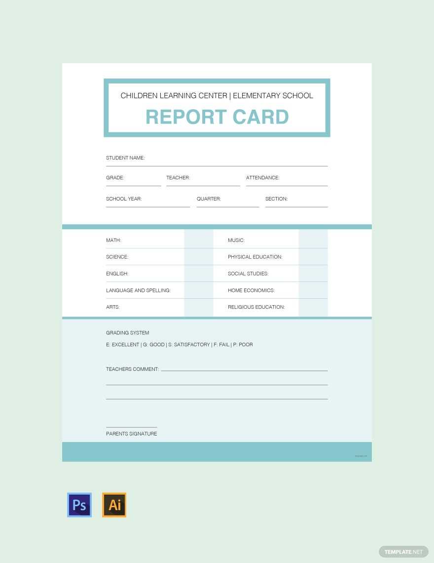 Free Free Simple Report Card Template – Illustrator, PSD  Template  Intended For Student Grade Report Template