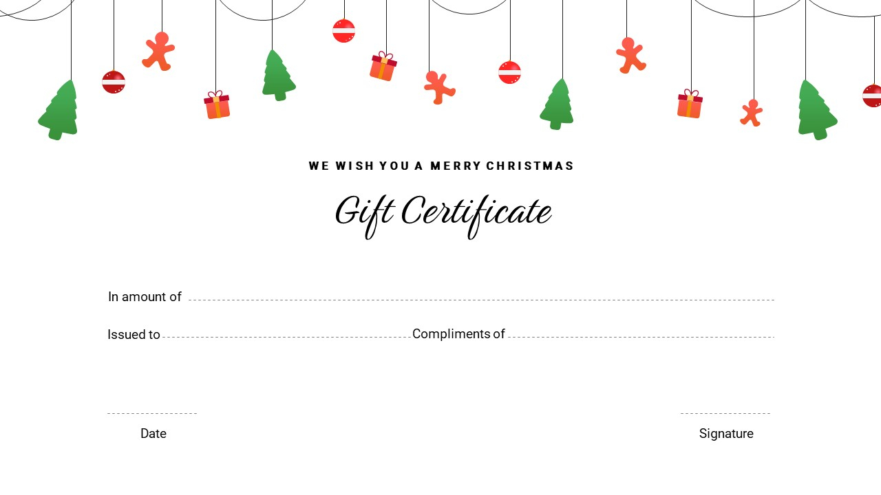 Free Google Slides Christmas Gift Template PowerPoint Throughout Free Christmas Gift Certificate Templates