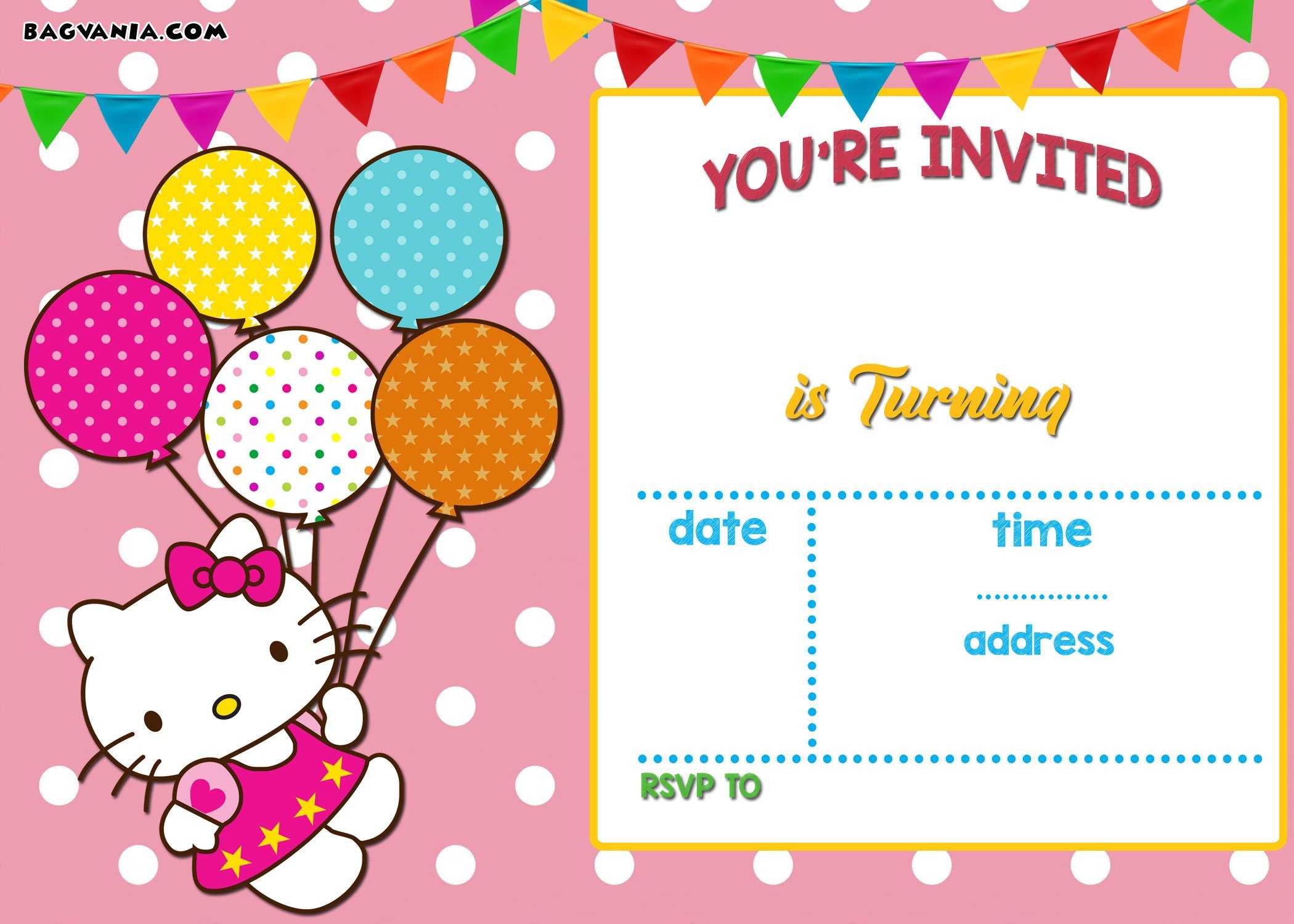 FREE Hello Kitty Invitation Templates  Download Hundreds FREE  Regarding Hello Kitty Birthday Banner Template Free