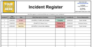 Free Incident Register Template For Queensland – Work Safety QLD In ...