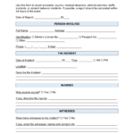 Free Incident Report Templates (10)  Sample – PDF  Word – EForms For Incident Report Form Template Doc