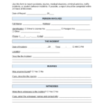 Free Incident Report Templates (10)  Sample – PDF  Word – EForms In Injury Report Form Template