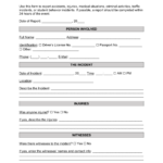 Free Incident Report Templates (10)  Sample – PDF  Word – EForms Inside Incident Report Log Template
