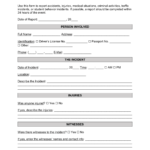 Free Incident Report Templates (10)  Sample – PDF  Word – EForms Inside Incident Report Log Template