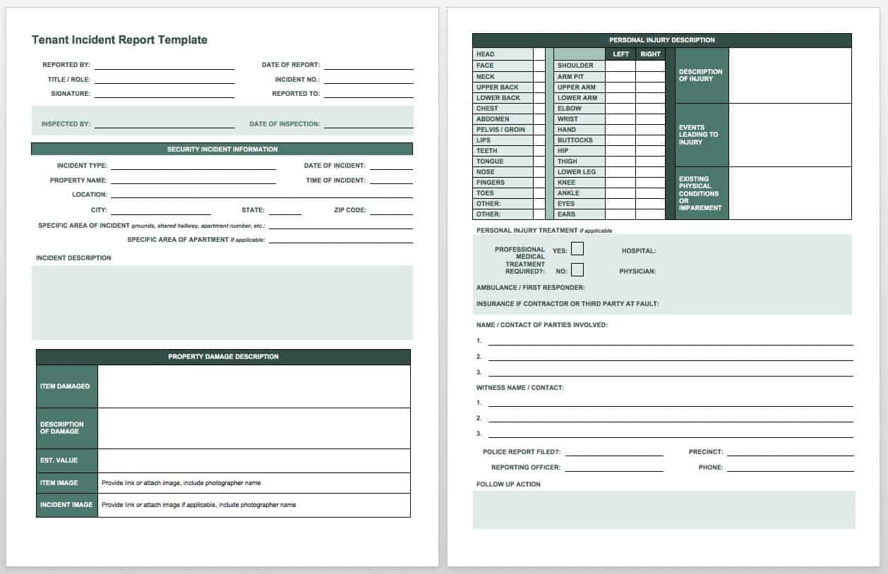Free Incident Report Templates & Forms  Smartsheet For Insurance Incident Report Template