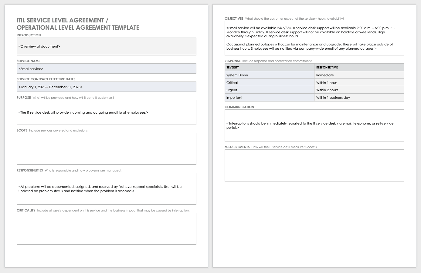 Free ITIL Templates  Smartsheet Pertaining To Service Review Report Template