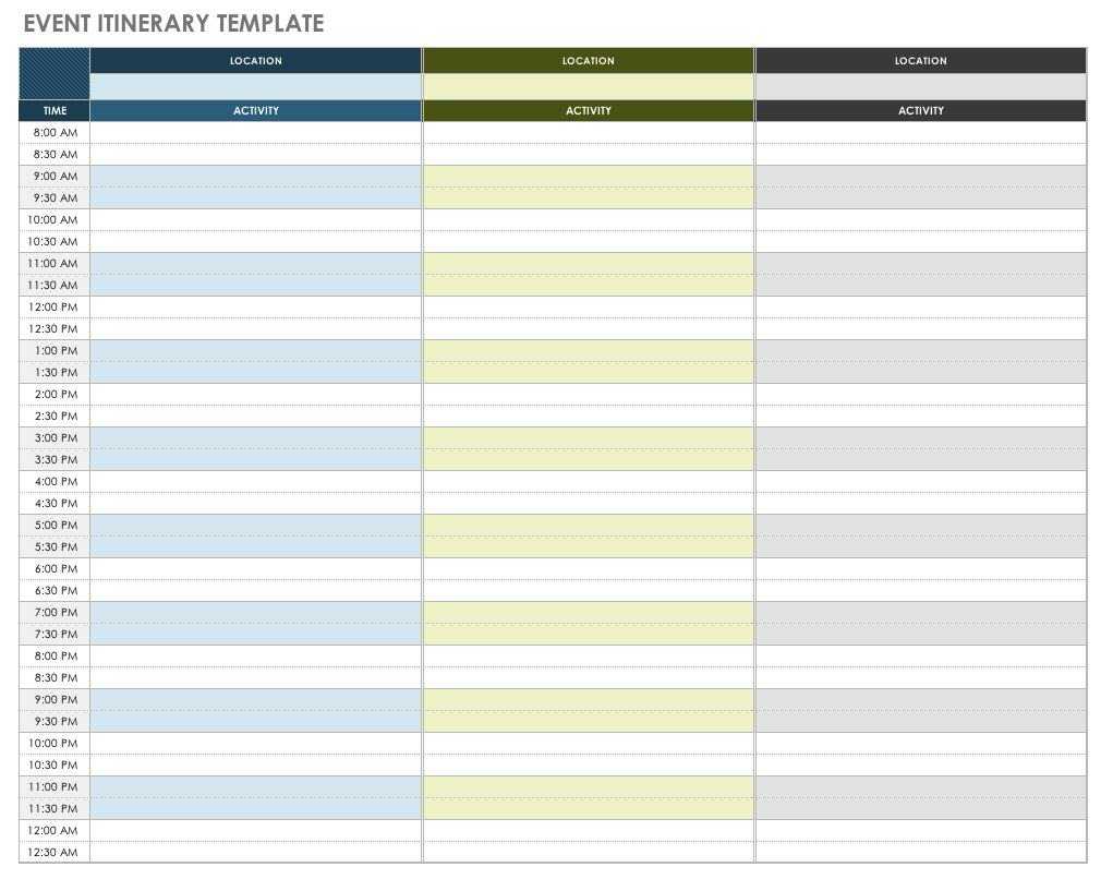 Free Itinerary Templates  Smartsheet Pertaining To Blank Trip Itinerary Template