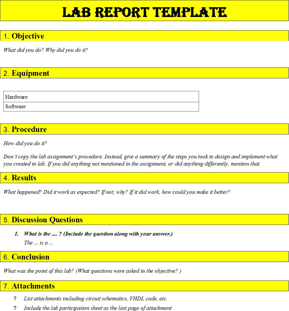 Free Lab Report Template – Free Report Templates In Lab Report Template Middle School