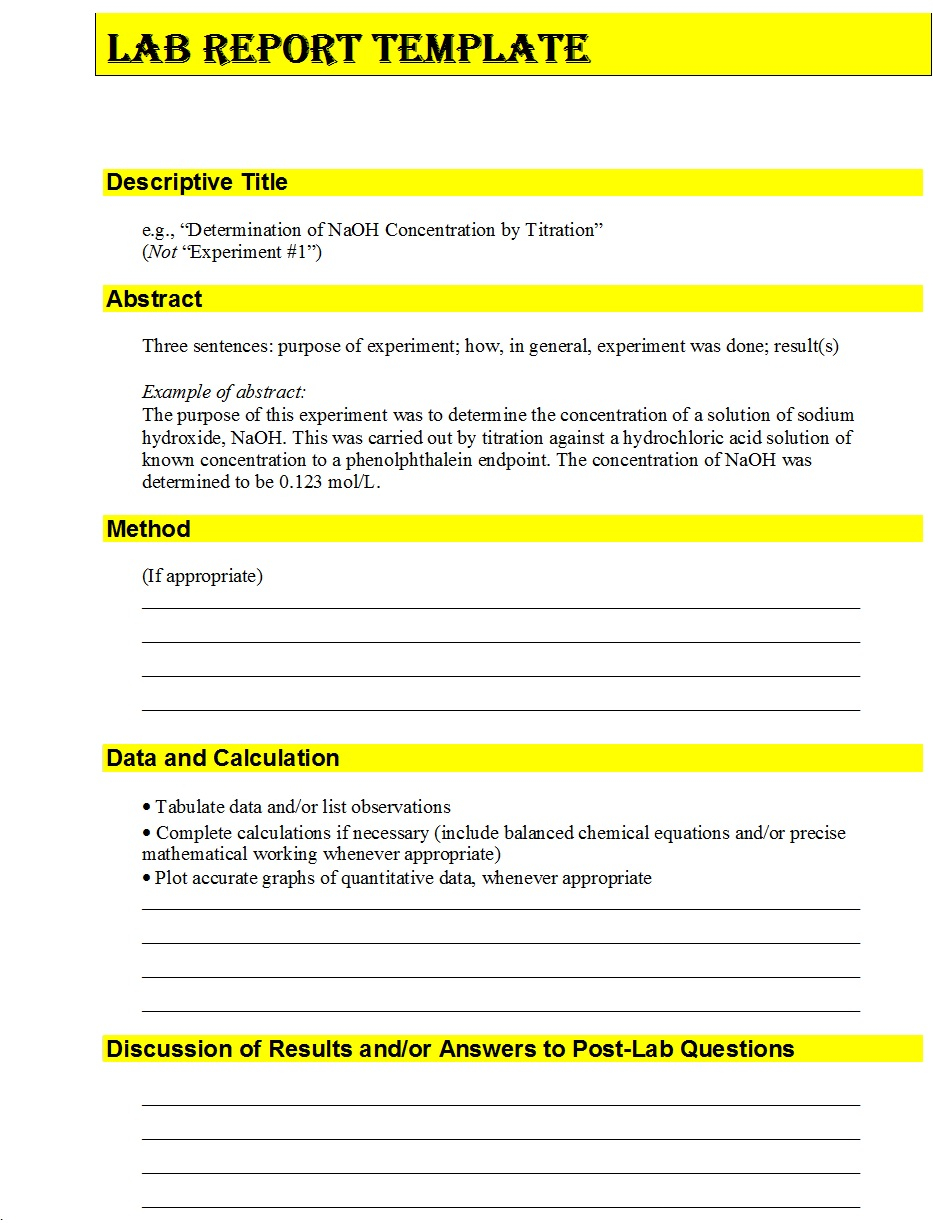Free Lab Report Template - Free Report Templates Pertaining To Science Lab Report Template