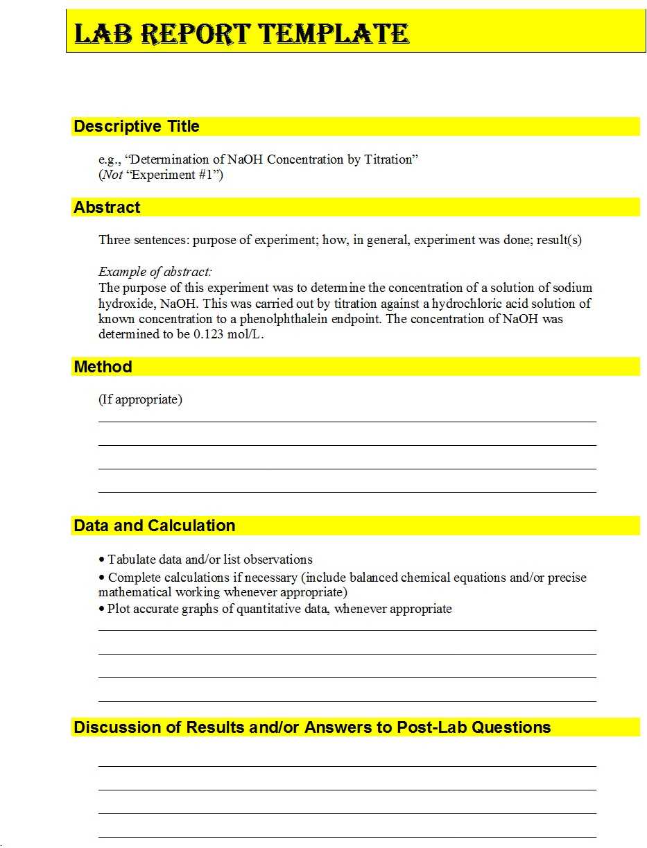 Free Lab Report Template - Free Report Templates Pertaining To Science Lab Report Template