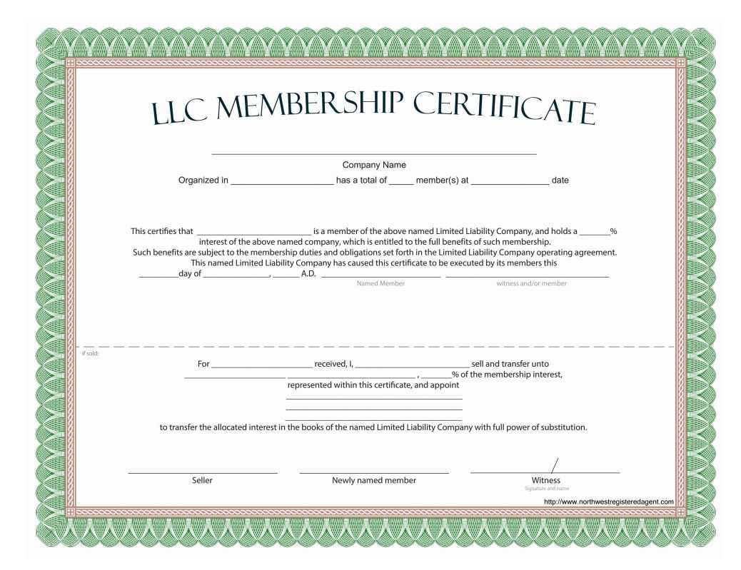 Free Llc Membership Certificate Template For Llc Membership Certificate Template Word