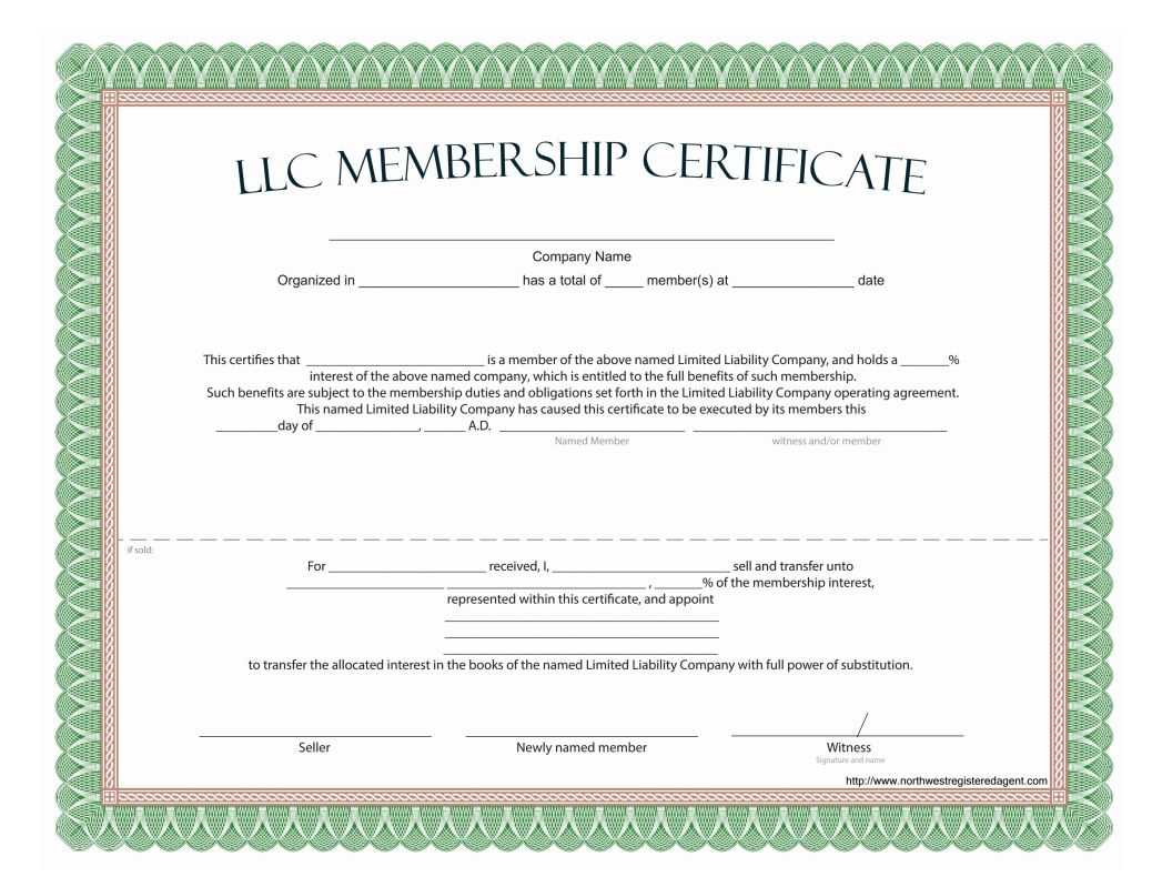 Free Llc Membership Certificate Template For Llc Membership Certificate Template Word