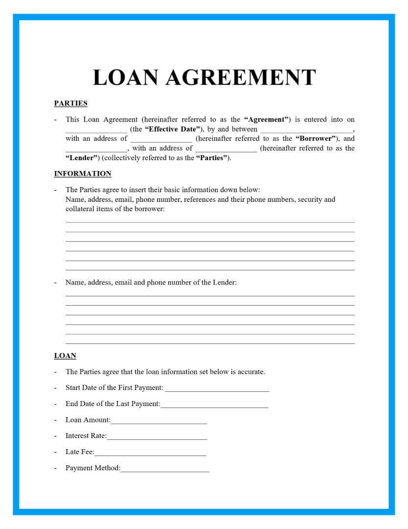 Free Loan Agreement Templates And Sample With Regard To Blank Loan Agreement Template